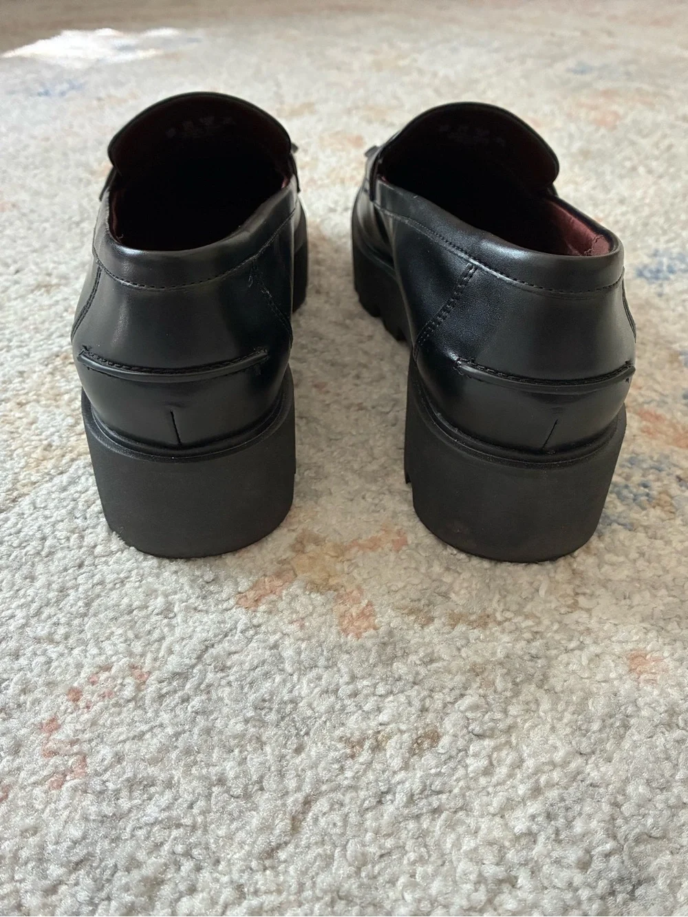 Franco Sarto Black Tassel Kiltie Lug Sole Loafers Size 9